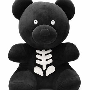 Plush Skeleton Bear Toy - Black and White